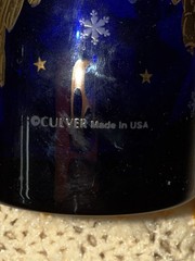 Vintage Lot Of 3 Culver Cobalt Blue Glass 22K Gold Cherub Angel Tumblers Cups