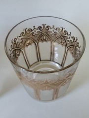 3 Vintage Gold Gothic Cathedral Lowball Glasses By Washington Glass