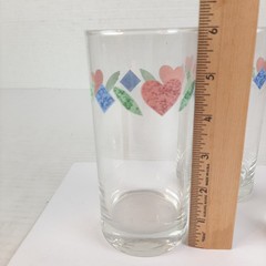 3 Corelle Corning Ware QUILT HEART & DIAMONDS Tumblers Drinking Glasses 6″ 16 oz