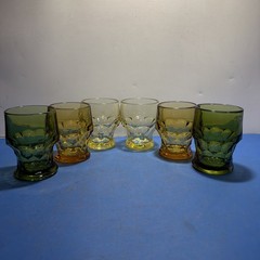 Lot of 6 Vintage Anchor Hocking Georgian Smoke Glass Tumblers Mixed Colors