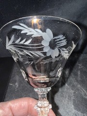 Vintage Elegant Cut Glass Floral Panel Champagne Glass Set Of 11, Unknown Maker