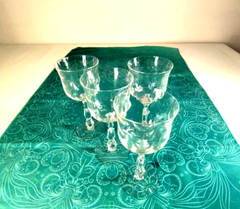 4 Fostoria Crystal Cellini Water Drinking Glasses Loop Optic Stem Wine
