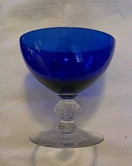 Morgantown Glass Co. Cobalt Blue «Ritz Golf Ball» Stem Champagne/ Sherbet Set 3