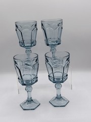 Fostoria VIRGINIA LIGHT BLUE WATER GOBLET Stem Glasses Vintage set of 4