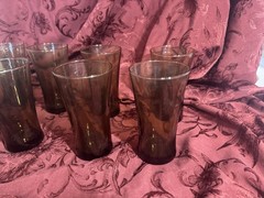 Vintage Anchor Hockings Mocha Tawny Brown Tumbler Drinking Glasses Set of 8
