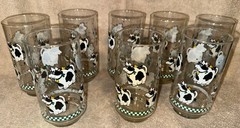 Vintage Libbey Happy Cow Glasses Set of 8 Drinking Glasses