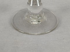 Antique French Engraved & Pattern Molded Blown Glass Large Goblet C. 1830-1840s