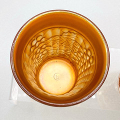 Antique Northwood Marigold Carnival Glass Grape Arbor Tumblers Set of 2 SIGNED