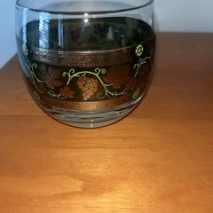 Set Of 4 Exquisite MCM Cera Roly Poly Glasses Green Band W/22K “Golden Grapes”