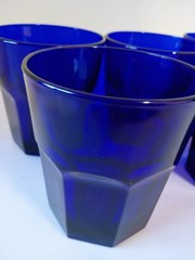 Vtg 1950s set of 5 Libbey Cobalt Blue Glass Tumblers 4” 12 Oz