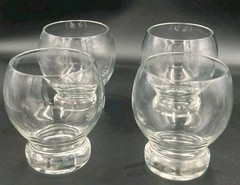 VTG Clear Glass Footed Brandy Cognac Whiskey Tumblers Barware Ser Of 4