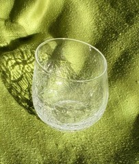 Pier 1 Angled Rim Crackle Double Old-Fashioned Clear Tumbler Glass