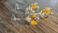 CRYSTAL CLEAR INDUSTRIES Vintage Romanian Hand-Painted Wine Glasses (Three)