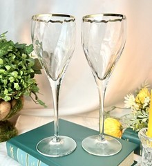 Palio Gold Wine Glass Primavera Di Cristallo Vintage Wine Goblets – Pair *