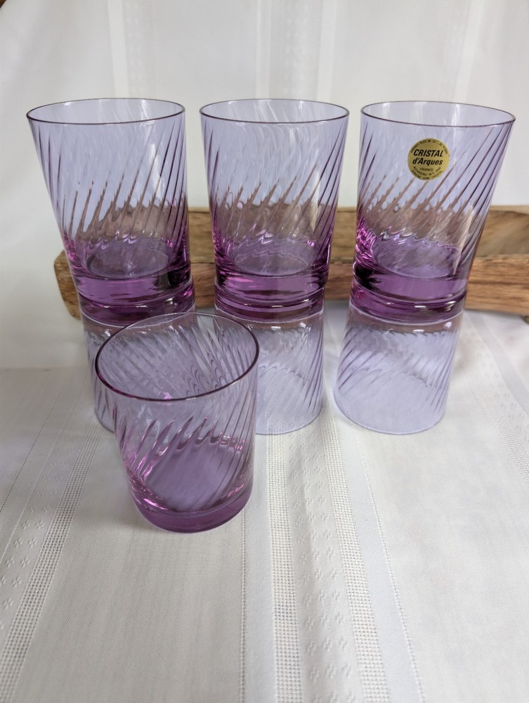 Cristal d’Arques Alexandrite Neodymium Color Changing Swirl Tumbler Set of Seven