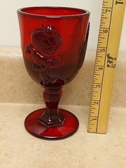 Ohio State Mosser Ruby Red Glass Goblet No Chips/Original Sticker