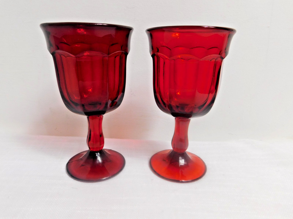 C8 – Viking Glass USA Arlington Ruby Water Goblets Lot of 2