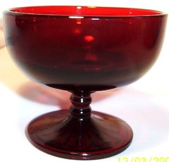 ANCHOR HOCKING GLASS CO. ROYAL RUBY RED 3″ TALL 6-1/2 OUNCE LOW FOOTED SHERBET!