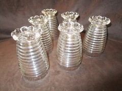 Vintage Art Deco Anchor Hockings glass Tumblers 6 Manhattan Footed glasses 1930s