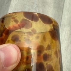 VTG MCM Tortoise Shell Art Glass Tumbler Hand Blown Pontil Amber 3.75″ Glass