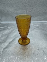 Vintage Indiana Glass Amber Tiara Sandwich Glass Iced Tea/Water Footed Glass