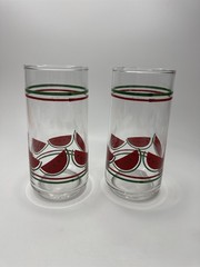 Set of 2 Vintage Caisa Clear Watermelon Drinking Juice Glass 5.75″ Tall Glasses
