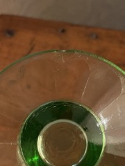 Green Depression Glass Uranium Crackle Textured Pedestal Tumblers Set Of 5