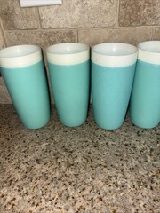 Vintage Bolero Thermoware Tumblers Set of 6 Teal Turquoise #E83