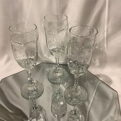 VTG Libbey Chivalry Clear Water Wine 6.75” Goblets Textured Glass – Set of 3