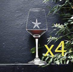 Starfish Wine Glasses x4 Premium 12 Oz Personalize Animal Ocean Beach NEW