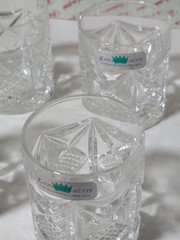 6 Katharinen-Hülle 24% Lead Crystal 3.5″ Tall Rocks, Whiskey Glasses!