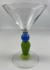 Vintage 1996 Richard Jolley Glass Bombay Sapphire Martini Glass Art Glass Stem