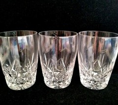 Set of 3 STUART England Barrel Shaped Flat Tumbler Glengarry Cambridge Pattern
