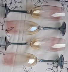 Bohemian Colony “Bridgett” Ombre Champagne Flutes Set of 4 – Pink Gold Fade Gray
