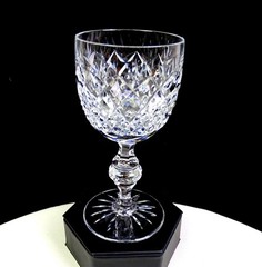 Kusak Brilliant Cut Crystal Cherry Diamond And Fan 2pc 5 5/8″ Wine Glasses 1975-