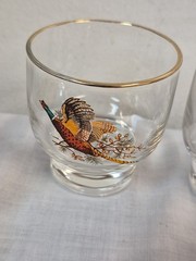 West Virginia Glass Vintage ‘Pheasant in Flight’ 2 3/4″ Barware-Set OF 6
