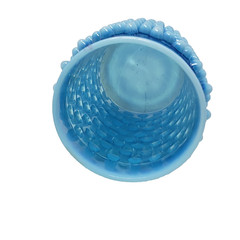 Vintage MCM Blue Opalescent Hobnail Art Glass Tumbler 4″ Drinking Glass Vanity