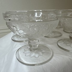Lot Of 9 Vintage Indiana Tiara Sandwich Clear Champagne Sherbet 3 1/2″ Tall