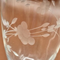 SET OF 4 PRINCESS HOUSE HERITAGE FOOTED ICED TEA GLASSES #425 FLORAL ETCHED 6”