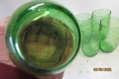 vintage retro forest green water and juice glasses leaf pattern set of 8 AH