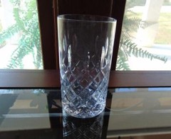Rogaska Crystal Highball Glass Signed 5 3/8 in Criss Cross Vertical Cuts