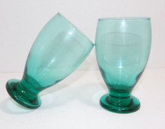 Vintage Libbey Juniper Teal Footed Glasses set of 2
