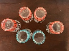VINTAGE SET OF 6 MCM ANCHOR HOCKING CHANTILLY GLASSES 2/TURQUOISE 4/PINK