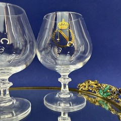 Napoleon Cognac Crystal Ball Set Of 4 Brandy Snifters Glasses N Gold Crown 5”