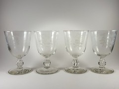 Homer Laughlin Queen Esther Goblets Etched Set Of 4
