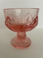 Tiffin Franciscan Vintage Champagne Glass Pink Lotus Flower Sherbet Ice cream