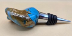 James Hayes Abstract Blown Glass Wine Stopper, Heavy, Blue & Brown EXCELLENT