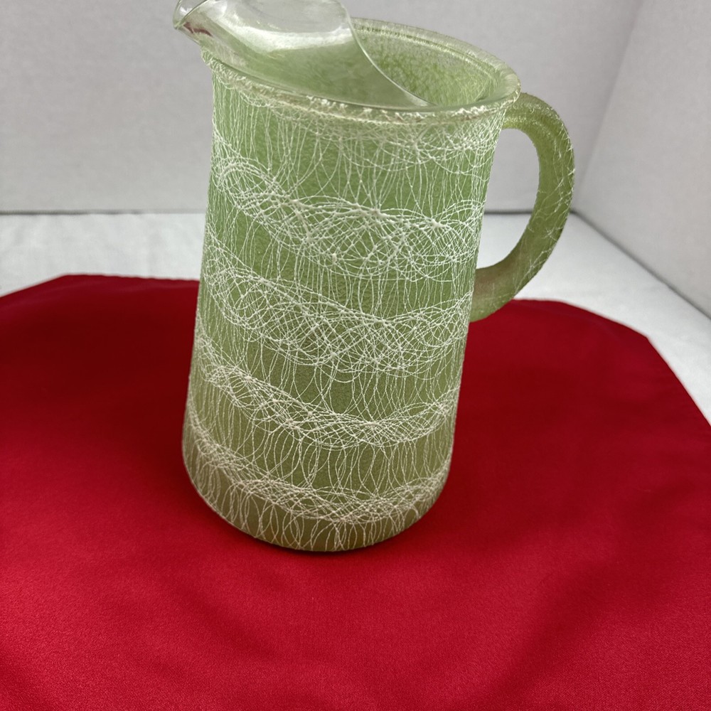Vintage MCM Green Spaghetti String Pitcher.