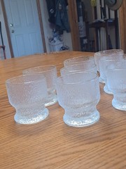 Indiana Glass Vintage 1960’s Ice Tree Bark Footed Water Textured Rock Glasses 10