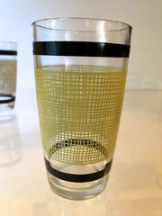 Vintage (1940s-1950s) YELLOW BURLAP~4pc Set~11oz~BEVERAGE~TUMBLER~GLASSES